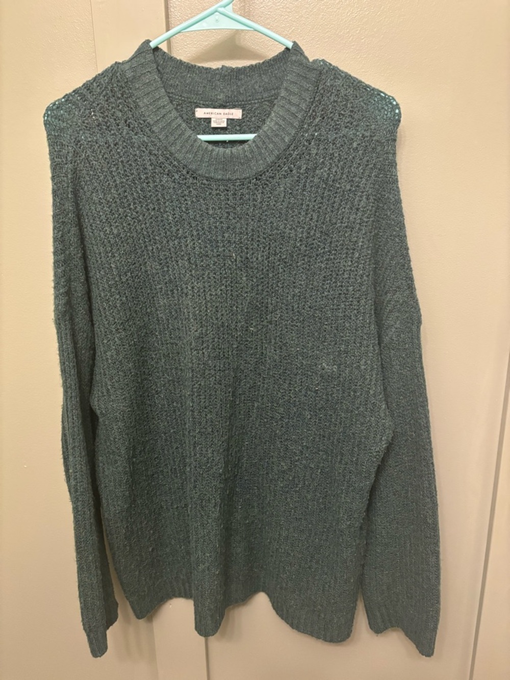 American Eagle Outfitters Teal Crewneck Knit Sweater
